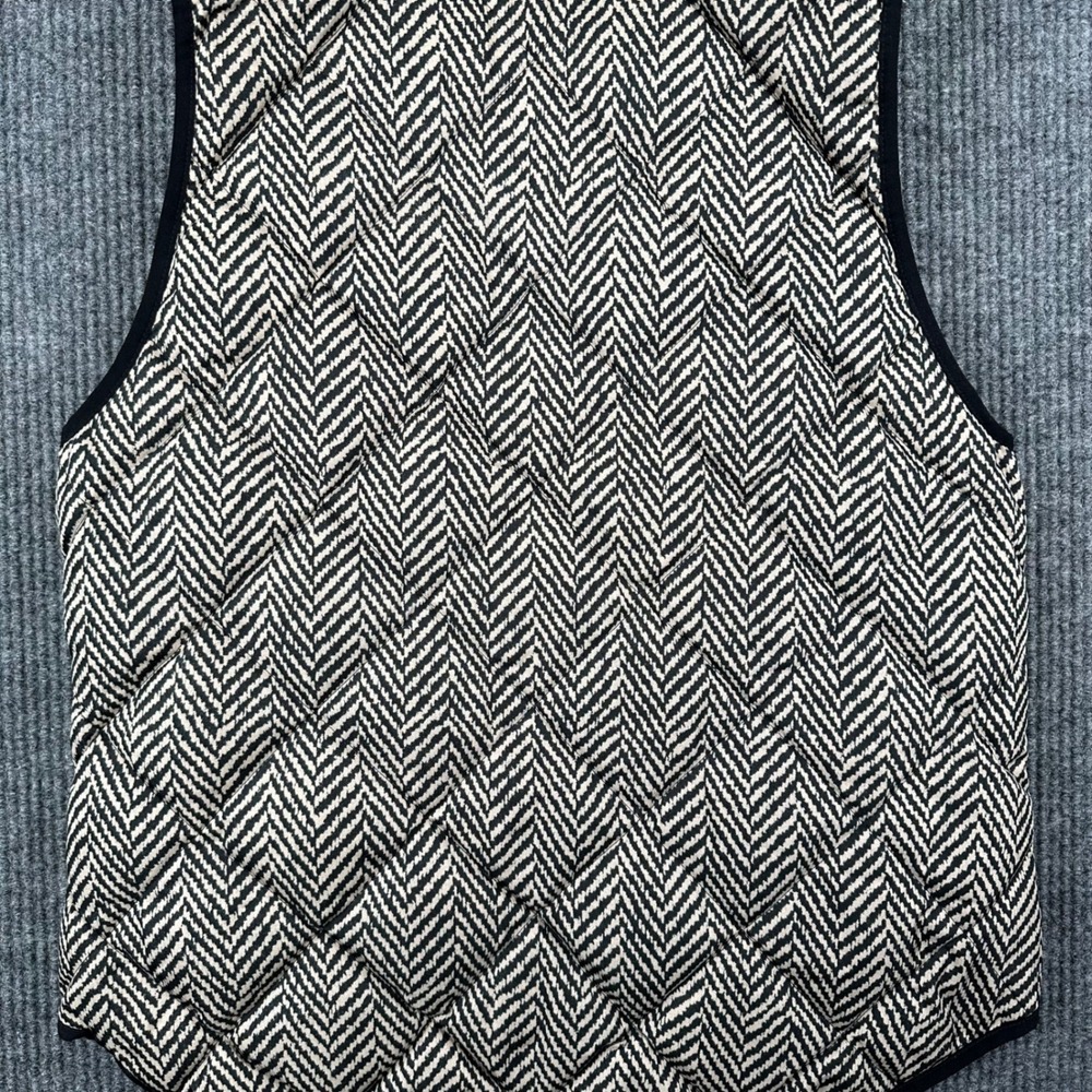 J. Crew Excursion Vest Womens L Gray Quilted Herringbone Down Filled Black Cream - Picture 5 of 10